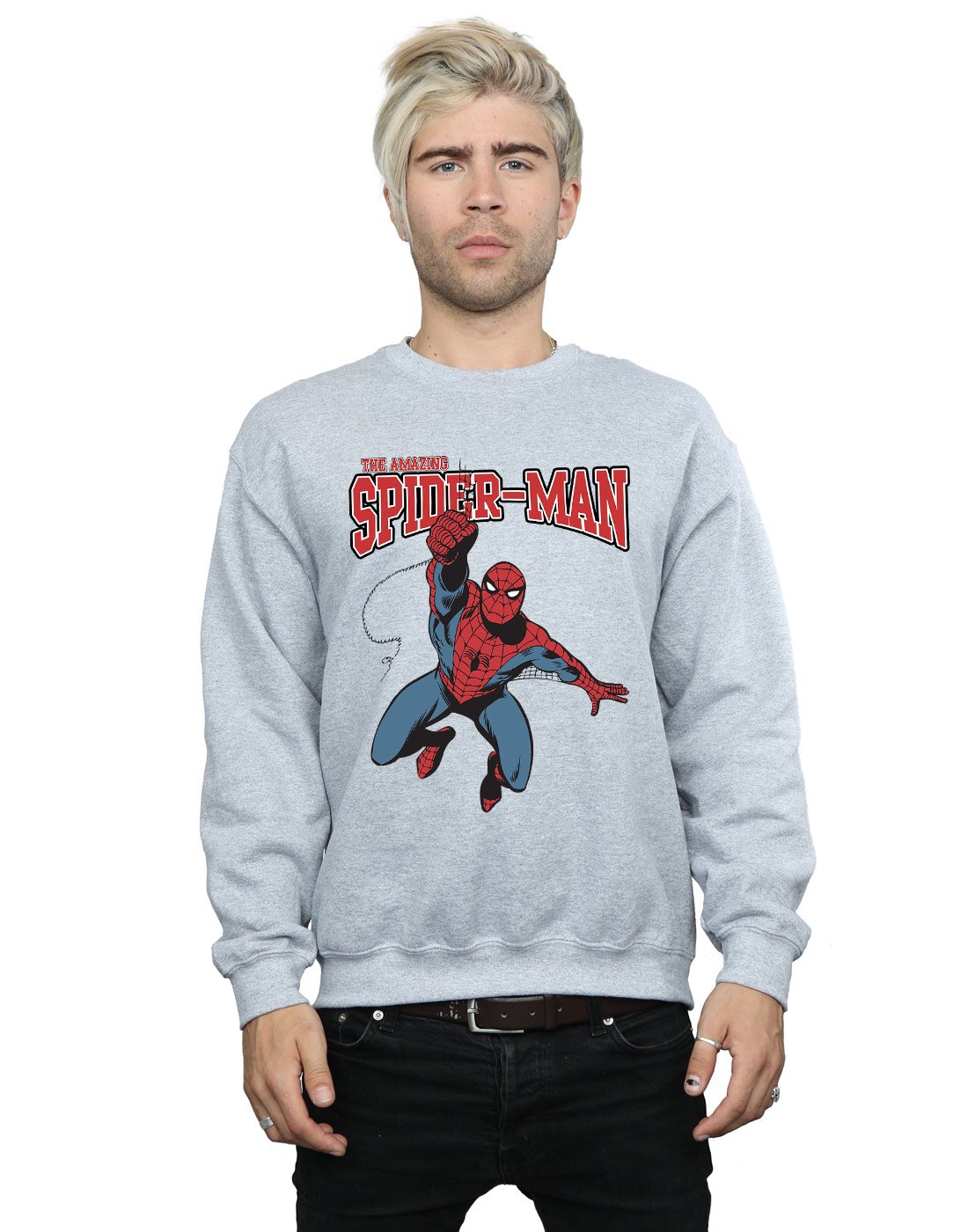 Marvel Men's Spider-Man Leap Sweatshirt Sport Grey XXX-Large