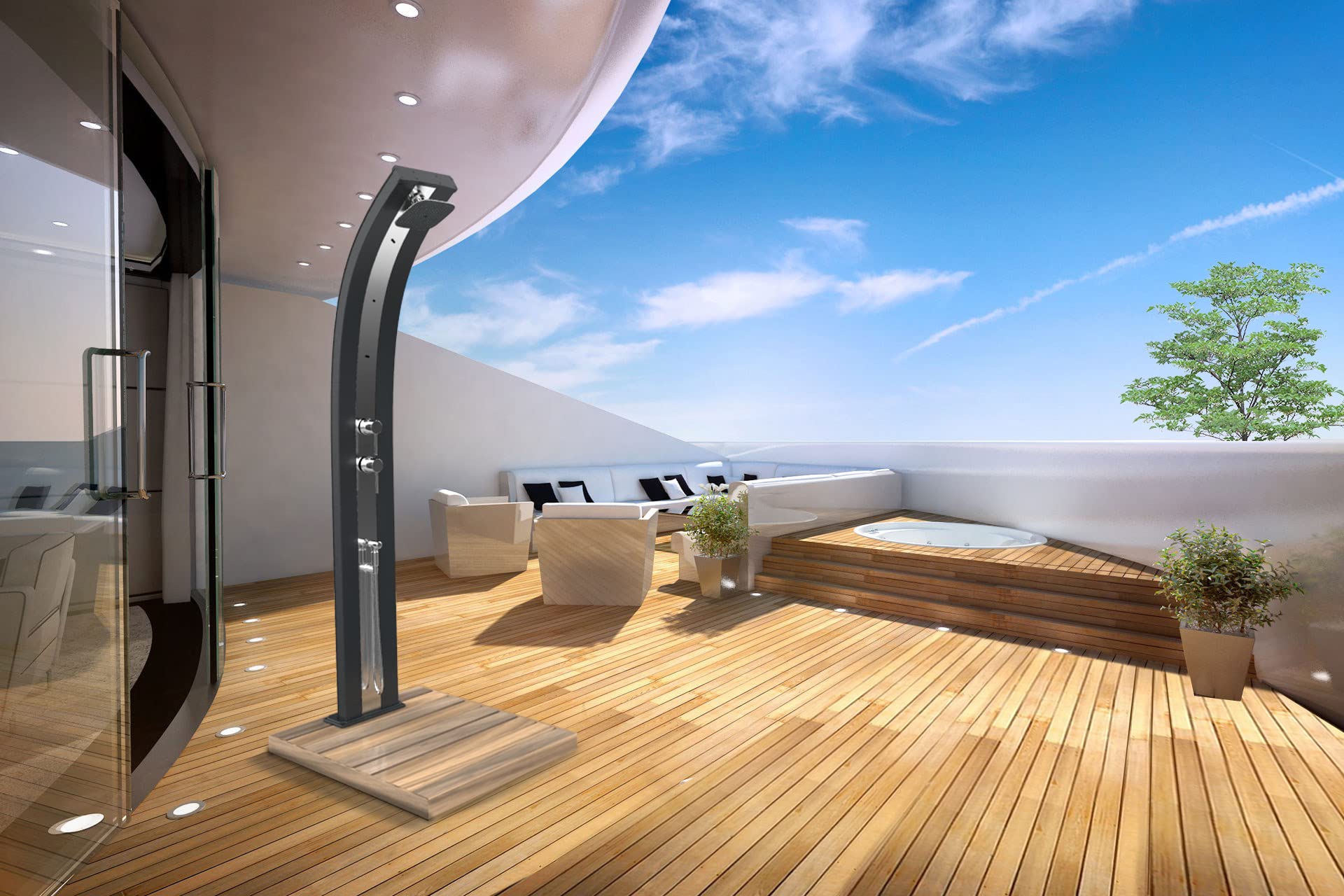 Arkema Design Doccia Solare in Alluminio dal Design Curvo Dada D340/5012 Blu
