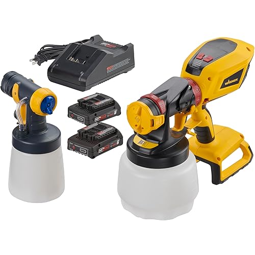Wagner Spraytech 2454976 FLEXiO 3550 18V Cordless Handheld HVLP Paint Sprayer, Sprays Most Unthinned Latex, Includes Two Nozzles and Two Batteries, Complete Adjustability