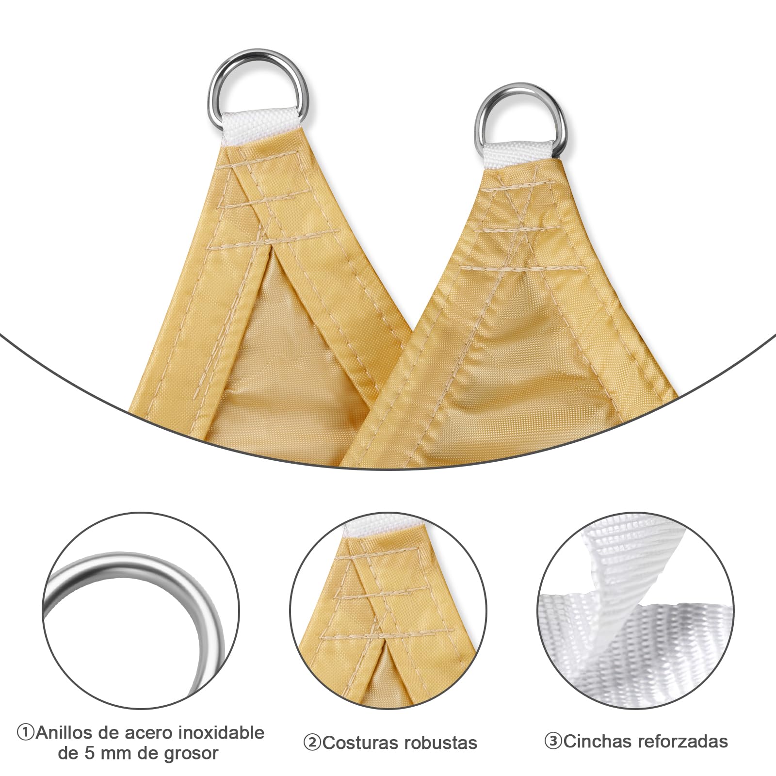 LOVE STORY Toldo Vela Rectangular 2.5x4m, Vela de Sombra Impermeable Oxford, Protección Rayos UV Toldos para Exterior Patio Jardín Terrazas, Arena — view 4