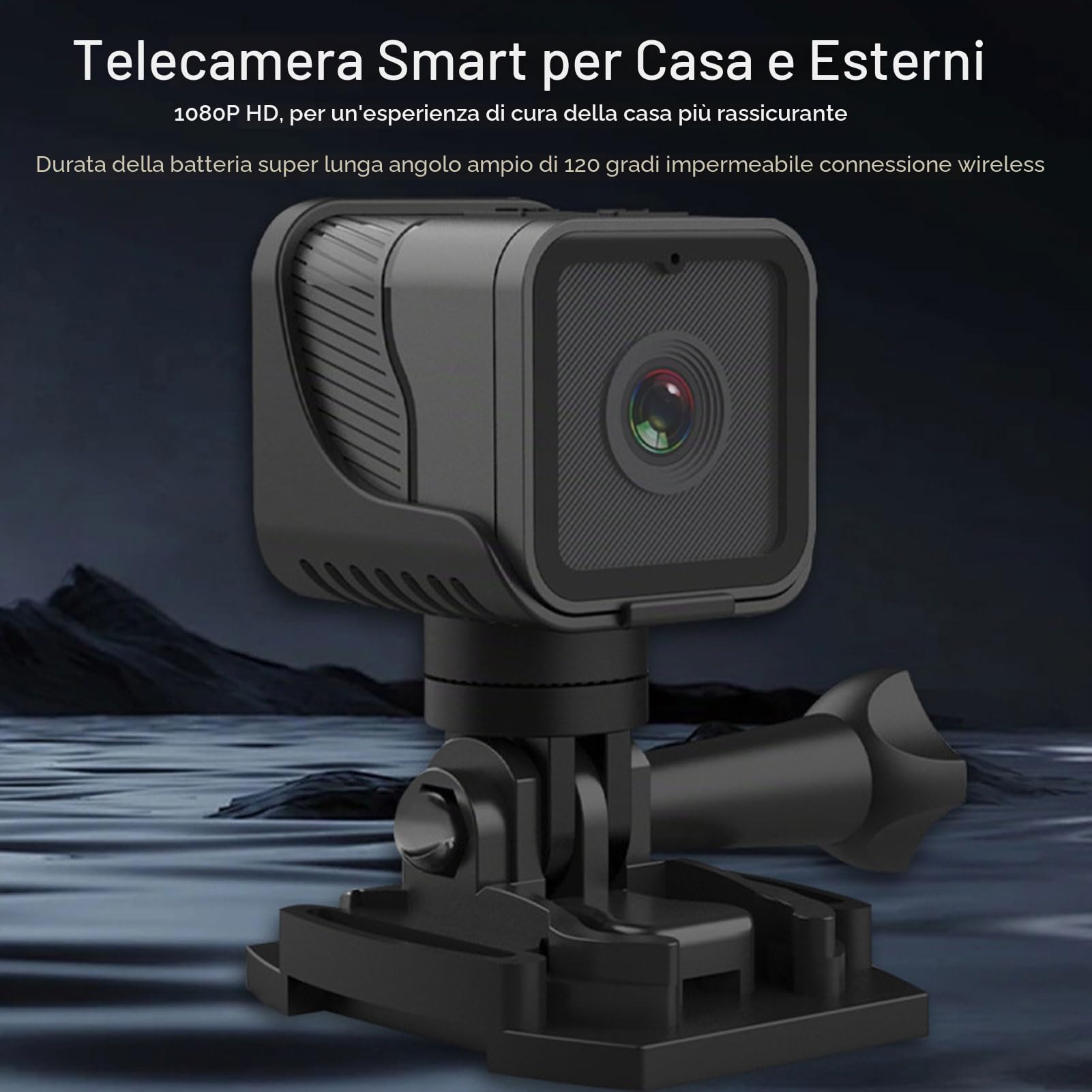 Telecamera WiFi per Bici da Manubrio, Mini Videocamera Sportiva 1080P con Grandangolo 120°, Registratore Esterno Impermeabile per Bicicletta, Montagna, Bici da Strada