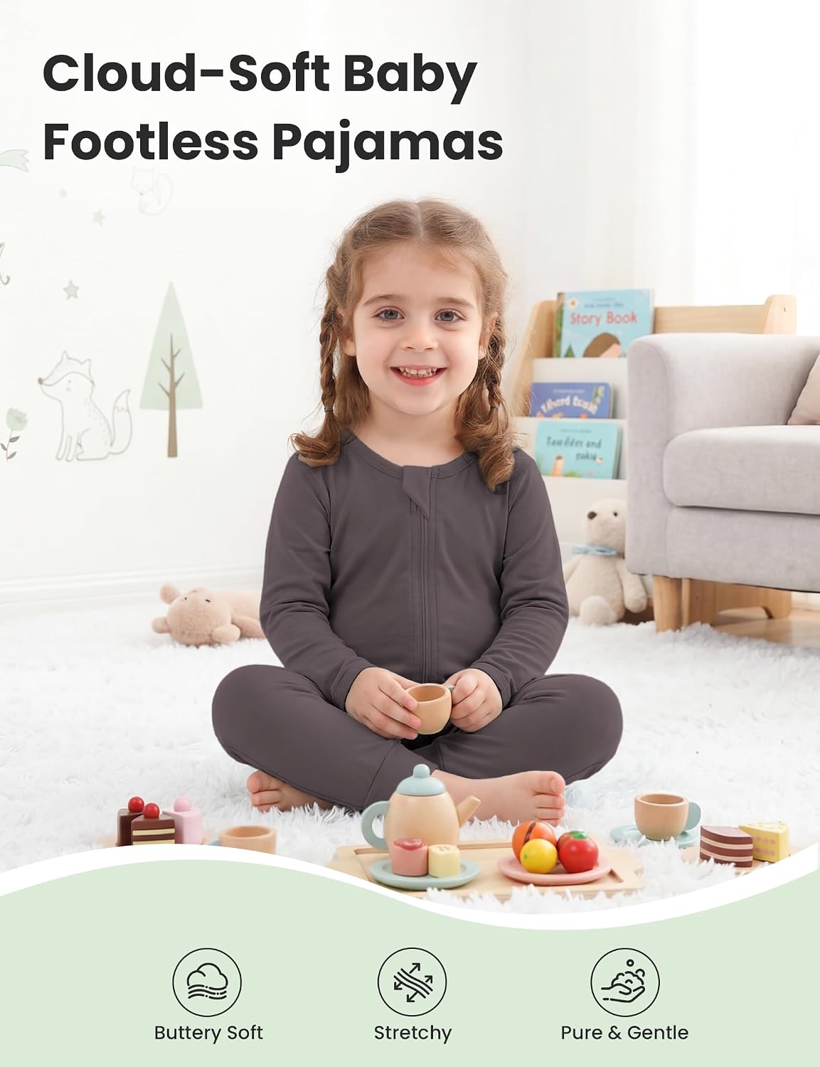 Jimonda Baby Footless Pajamas 2-Way Zipper Sleeper 0-24Months