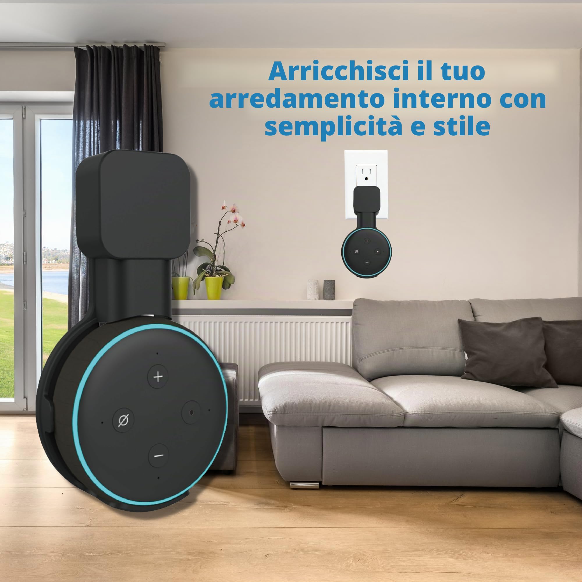 Sintron Supporto da Parete per Dot 3, Google Mini Altoparlante Intelligente, Staffa Salvaspazio, Nero