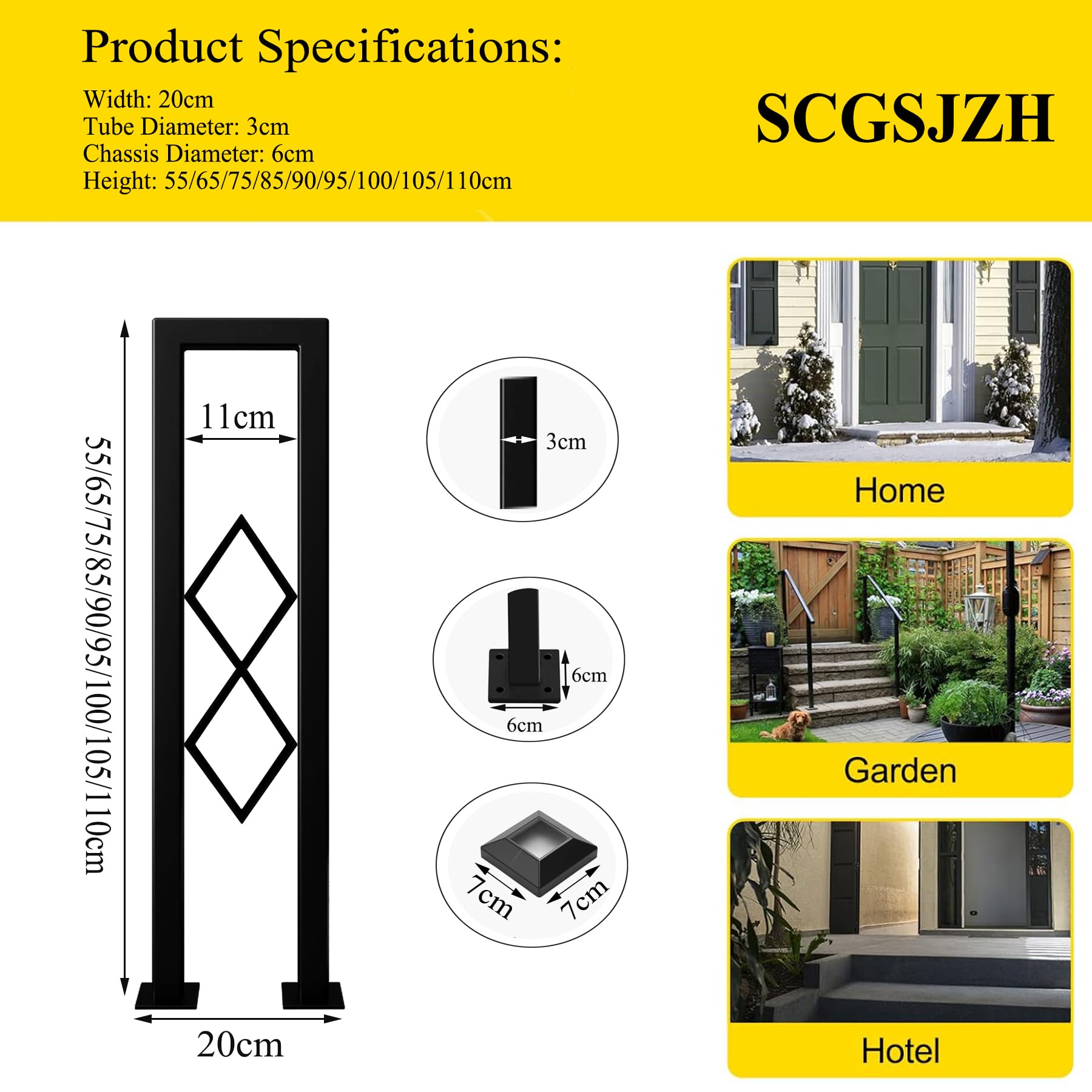 Ringhiera per Scale Interne,Corrimano Scale A Forma di U,con Motivo Prismatico Corrimano in Ferro per Balcone, Sicurezza Antiscivolo per Veranda,Corridoio,Esterni (90cm)