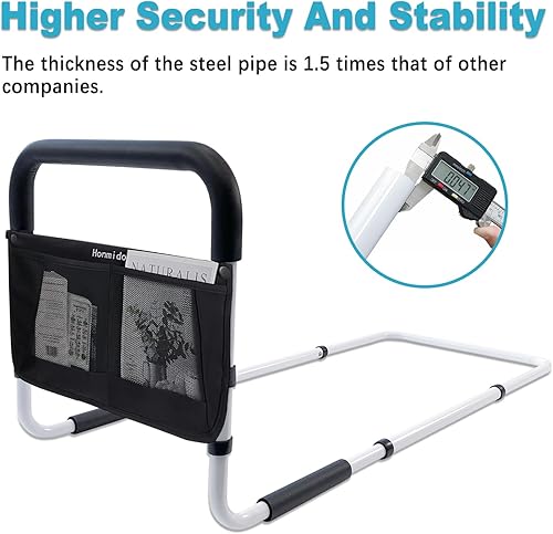 Miniatura 3 de Rieles de cama para adultos mayores, riel de asistencia de cama ajustable en altura para personas mayores, barra de agarre para evitar caídas con