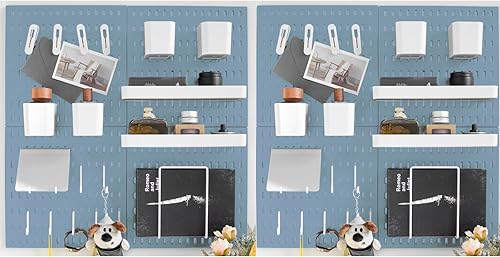 Miniatura 9 de Kit de tablero de clavijas montado en la pared, panel organizador de 25.2 x 25.2 pulgadas, instalación grande, rentable y sin clavos, color blanco