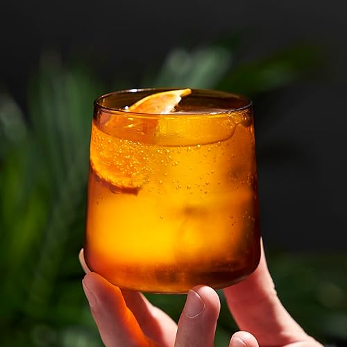 Miniatura 4 de Viski Aurora Copas de vino, elegantes vasos de cóctel de color ámbar, cristalería elegante para vinos tintos y blancos, perfectas para anfitrión,