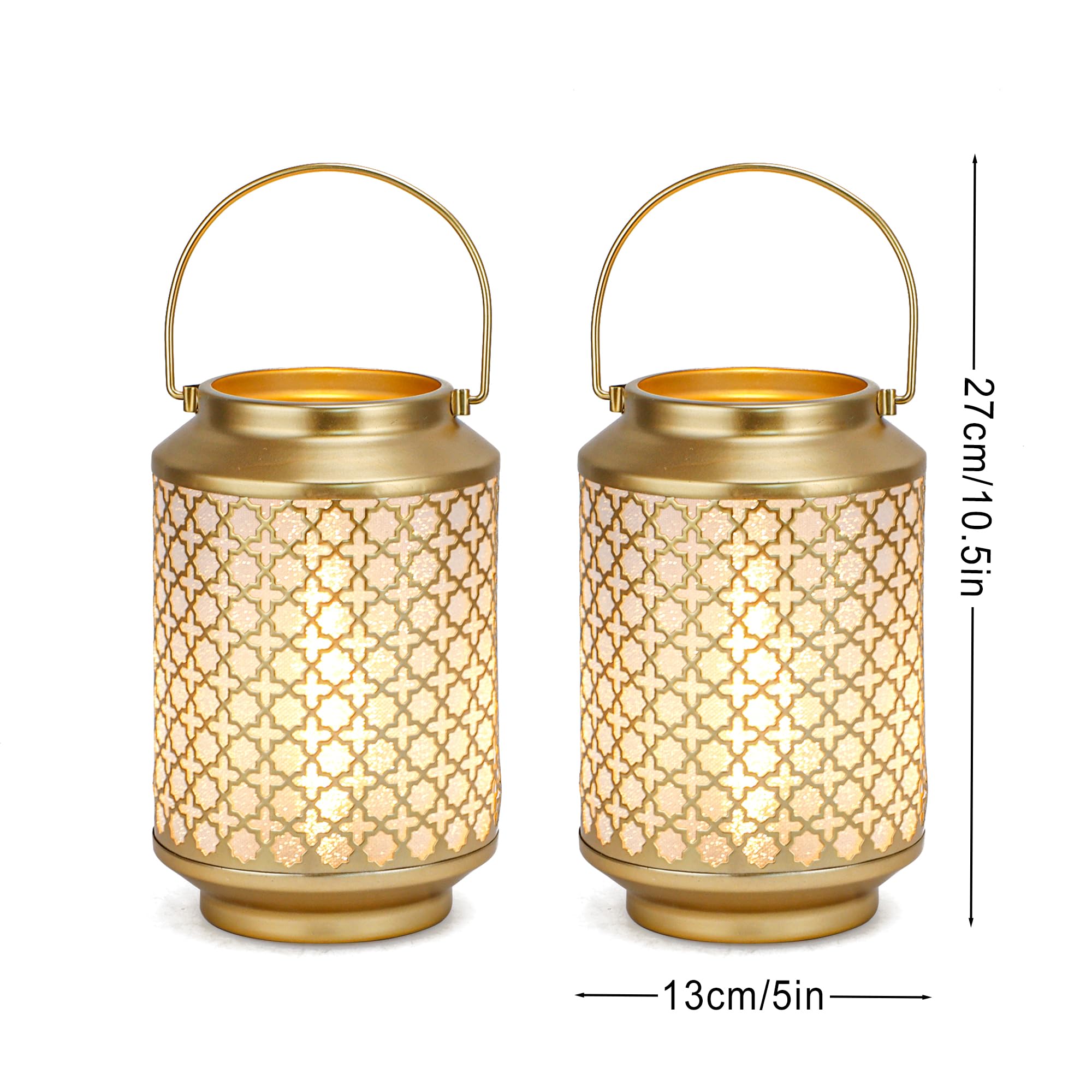 TRIROCKS Set di 2 lampade a batteria alte 17 cm Lampada decorativa a batteria in metallo con lampadina a LED per casa, soggiorno, matrimoni, feste, in patio, esterni, interni(oro)