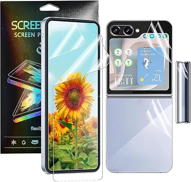 front & Rear Full Body Flexible Nano Anti-Scratch Screen Protector Compatible with BBtech Samsung Galaxy Z Flip 5; Transparent