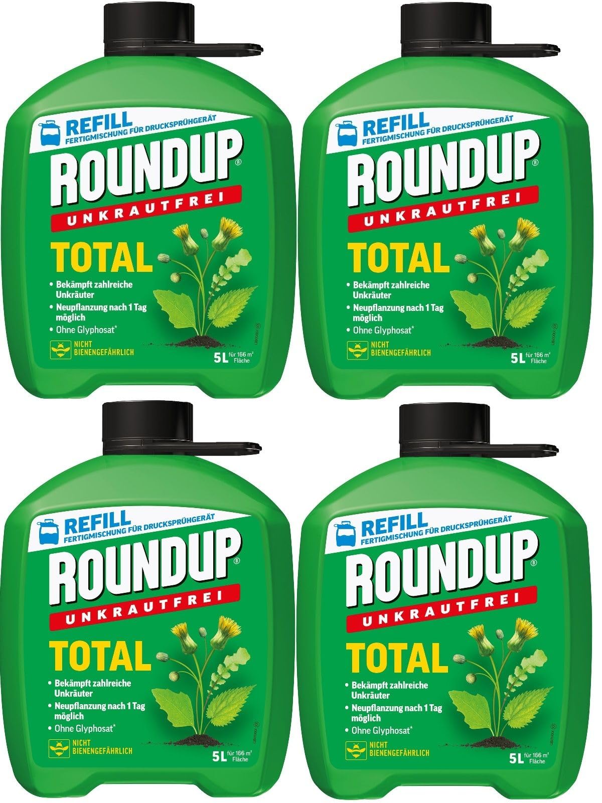 4 X 5L Roundup®Unkrautfrei Total