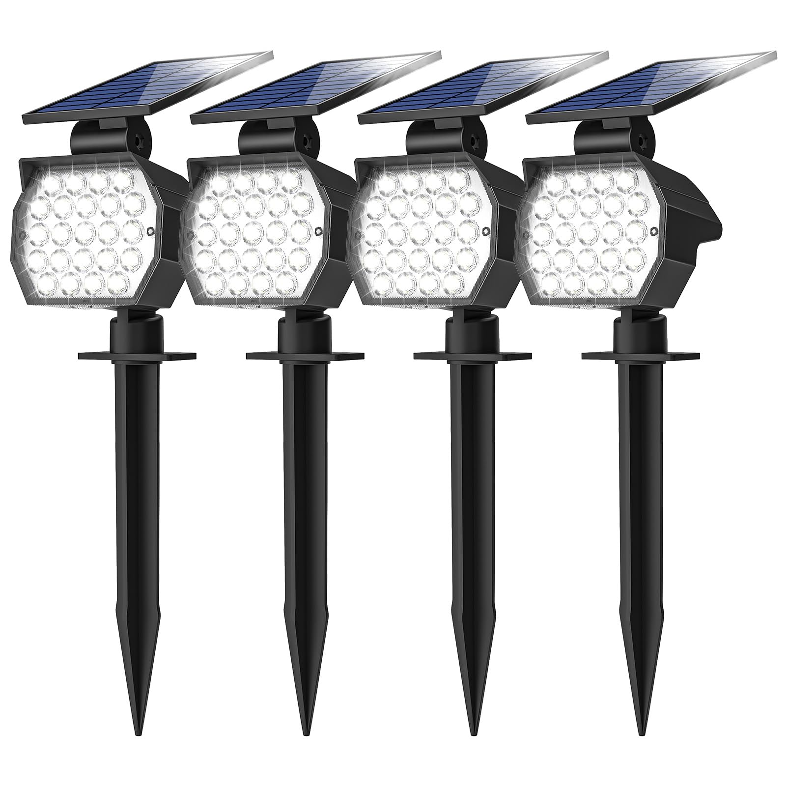 NIORSUN Solar Spot Lights Outdoor,23 LEDs Solar Landscape Lights with Auto On/Off and 3 Lighting Modes, IP67 Waterproof Solar Spotlight,Outdoor Solar Lights for Yard Garden,4 Pack(Cool White)