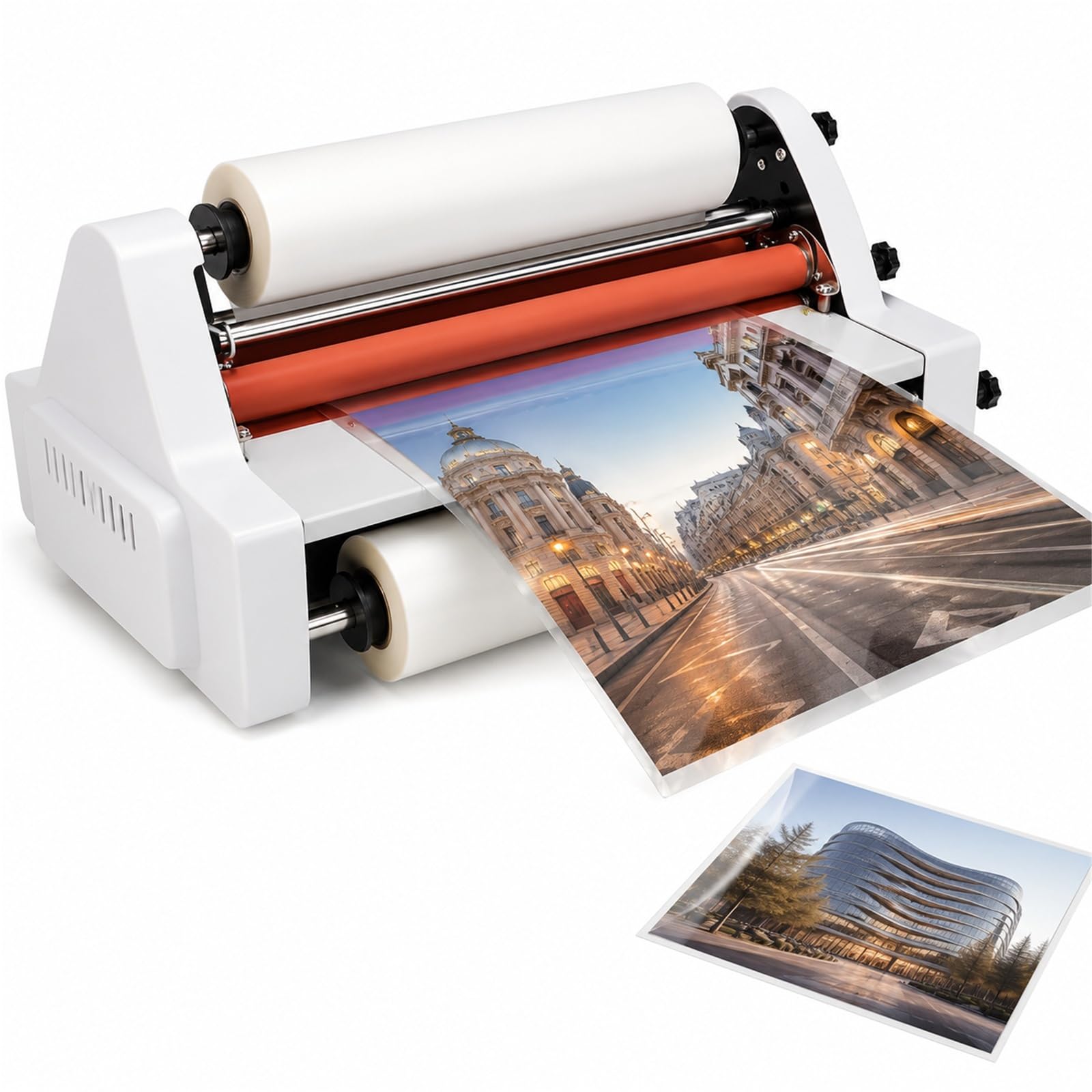 Przemysłowy laminator komercyjny, folia rolowana na gorąco na zimno | Jednostronny dwustronny, szerokość 350, do papieru, kartonu, drewna, PCV, folii.