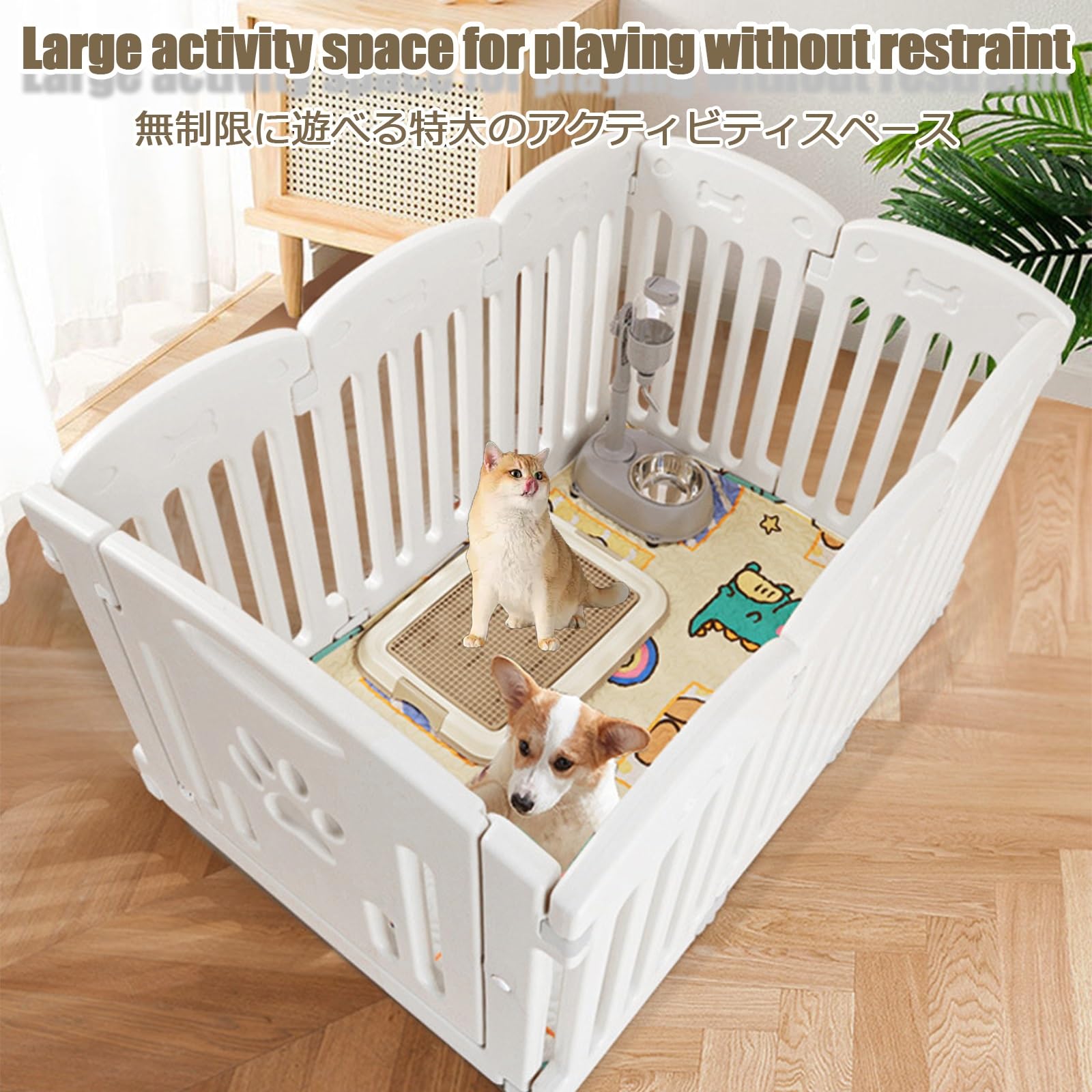Recinto Recinzione Per Cani Recinzione Per Animali Domestici Recintoper Animali Con Cancello Recinto Per Cani Pieghevole Recinzione Per Cuccioli Recinto Per Cani Da Interno(76*65cm/30*25.6in)