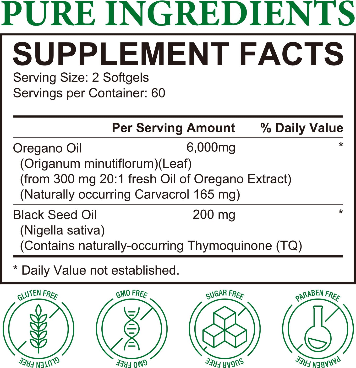 Olio di Origano Capsule, Olio di origano con olio di semi neri 120 capsule, Supporto del sistema immunitario