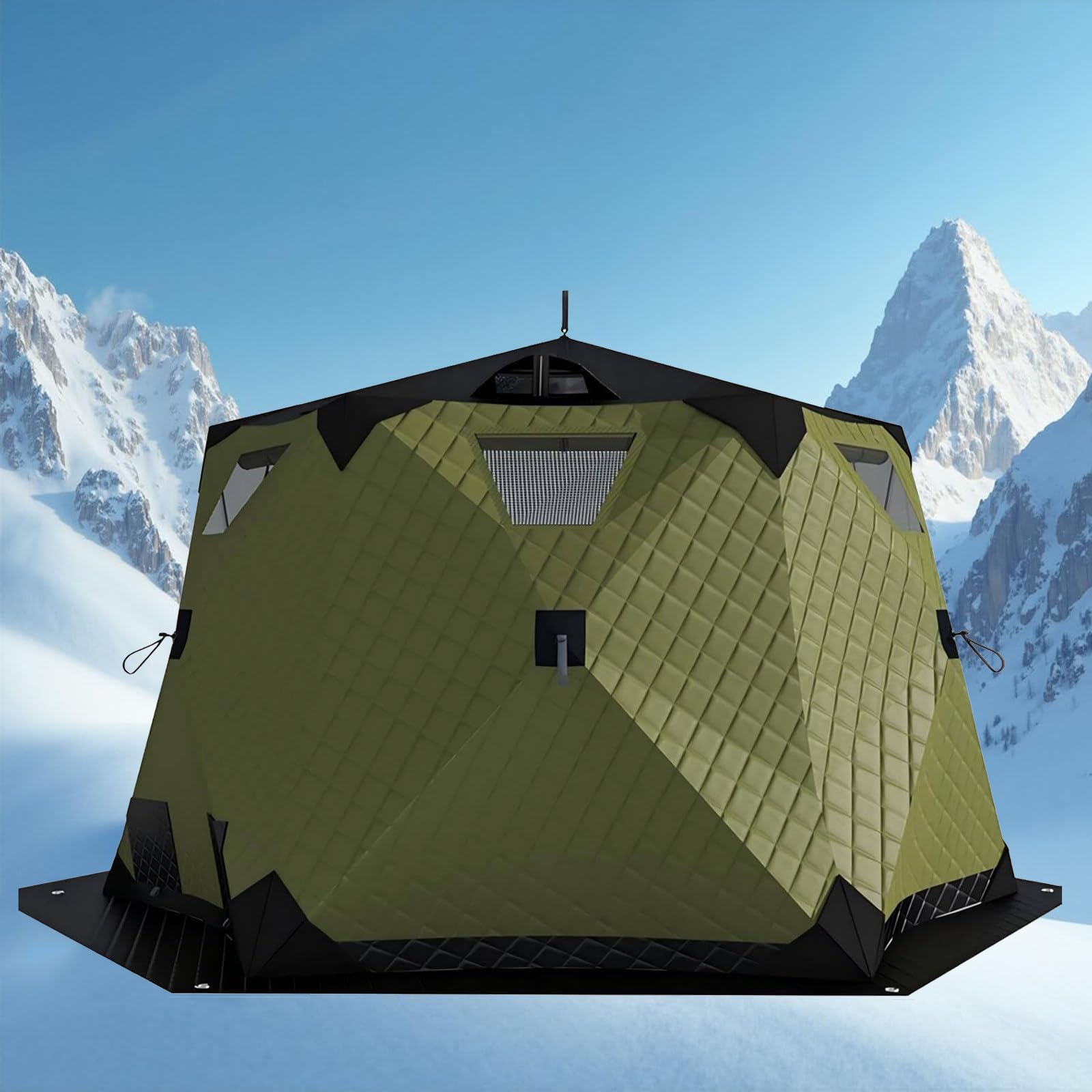 Namiot Ryb Pop-Up, Namiot Wędkowania Na Lodzie Campingu Na Zewnątrz, Namiot Pop-Up Wędkowania Na Lodzie, Z Torbą I Warstwą Izolacyjną, Struktura Linkowa Pop-Up,Kempingu, Wędrówek, Wędkowania Green