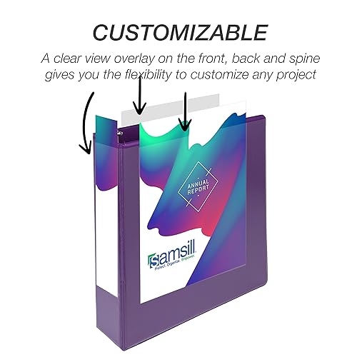 Vista 151 de Samsill Carpeta duradera de 1.5 pulgadas, fabricada en los Estados Unidos, carpeta de anillos en D, carpeta transparente personalizable, color Negro