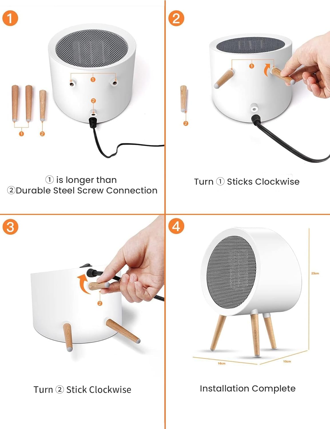 Gaiatop Portable Space Heater for Indoor Use, 1000W/600W Small Electric Desk Heater for Bedroom or Office, 2s PTC Ceramic Heating, Overheat & Tip-Over Protection, Cute Gifts for Women Men, White