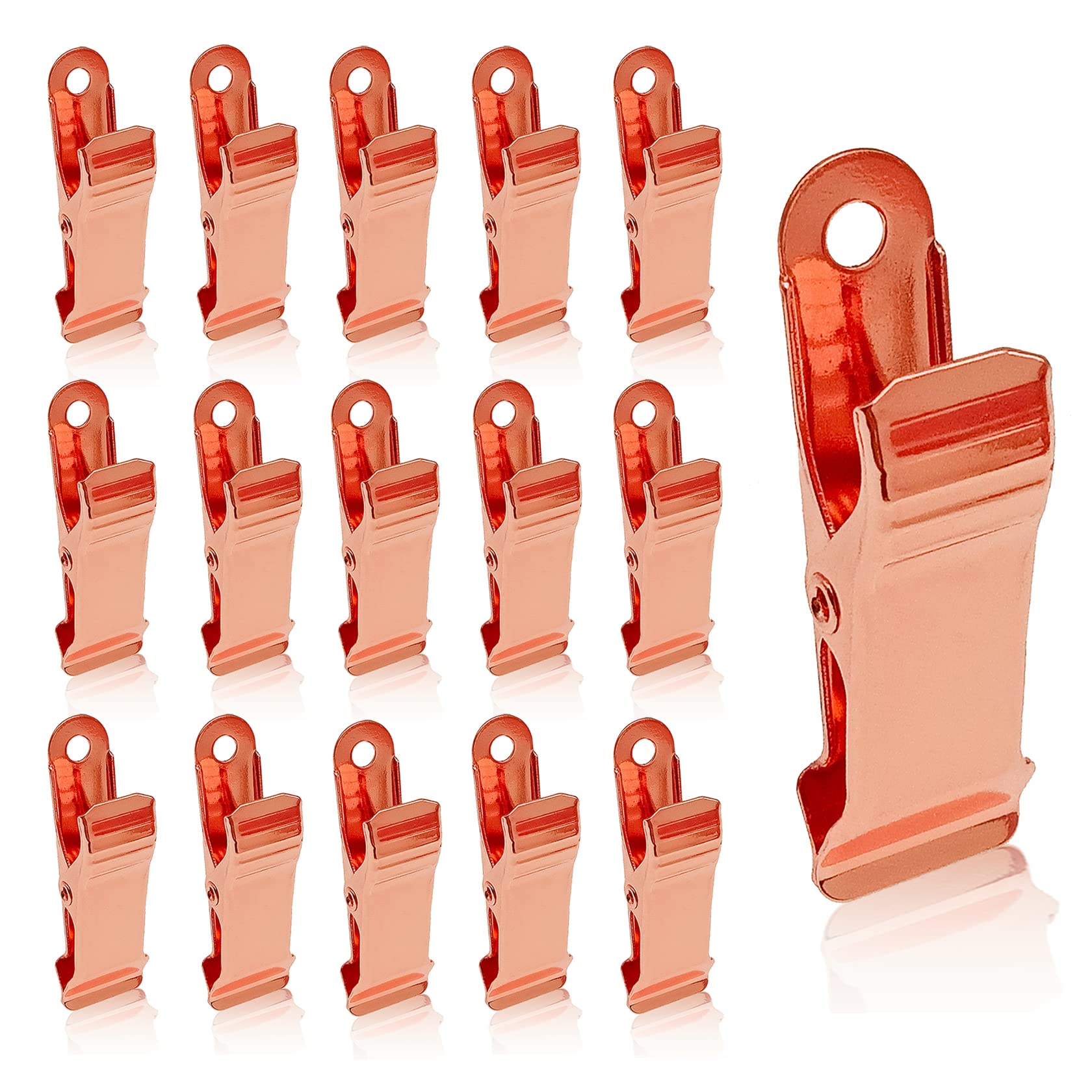 Afagarly Spring Clamps, Mini Metal Clips for Hanging Small Backdrop Clamps Crocodile Alligator Clips for Crafts Badge Clip Photo Universal Clamps Rose Gold, 5/16 inch Capacity(15 Pcs)