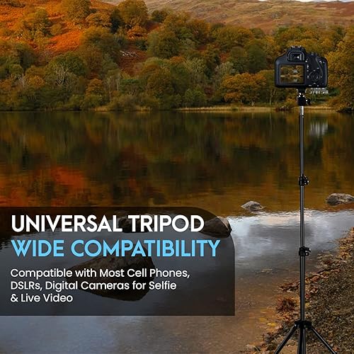 Miniatura 4 de Trípode extensible de hasta 82 pulgadas con soporte de clip para teléfono celular, trípode para cámara, compatible con la mayoría de teléfonos