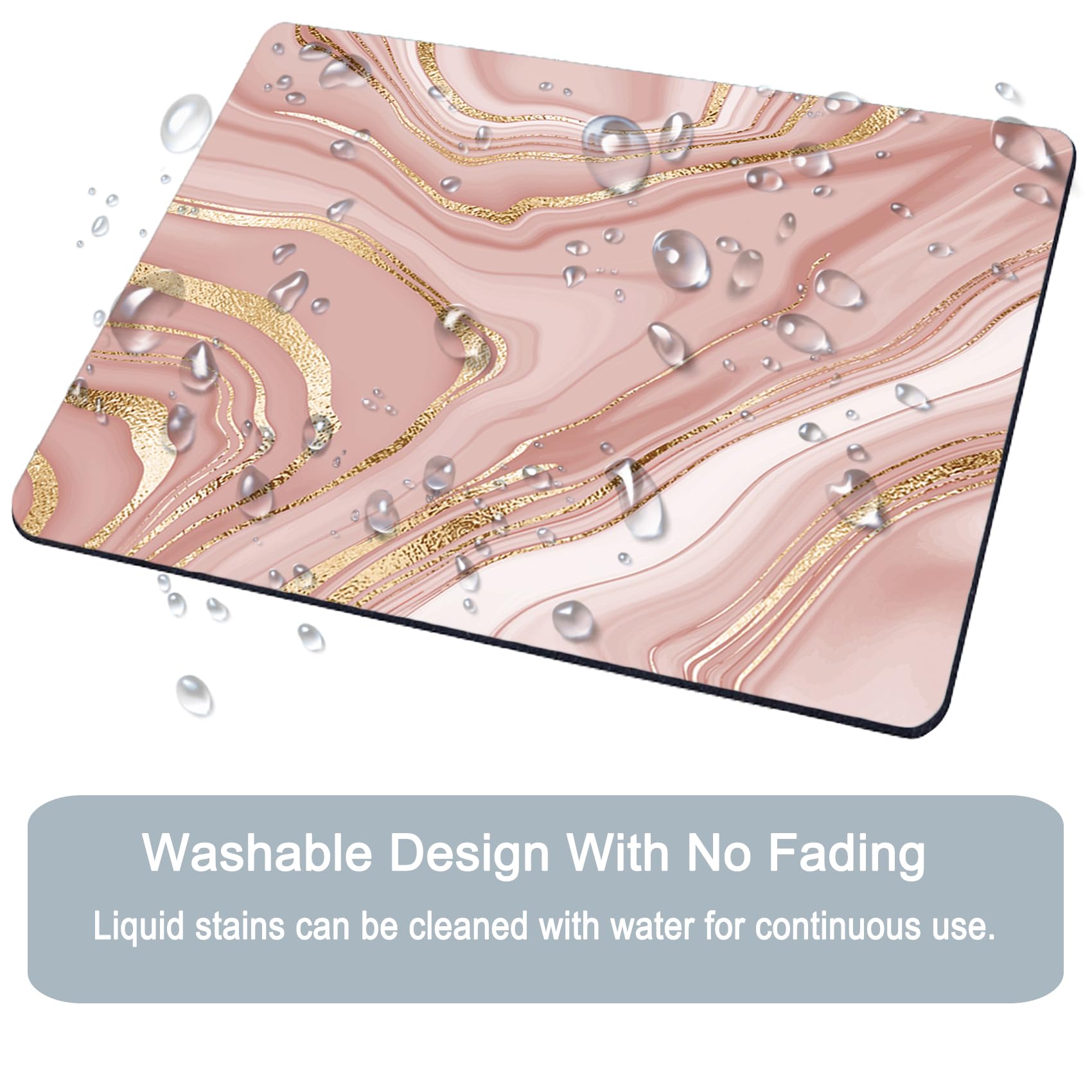 Armanza Mouse Pad Marble, Pink Rose Gold Marble Mouse Pad For Women, Washable Square