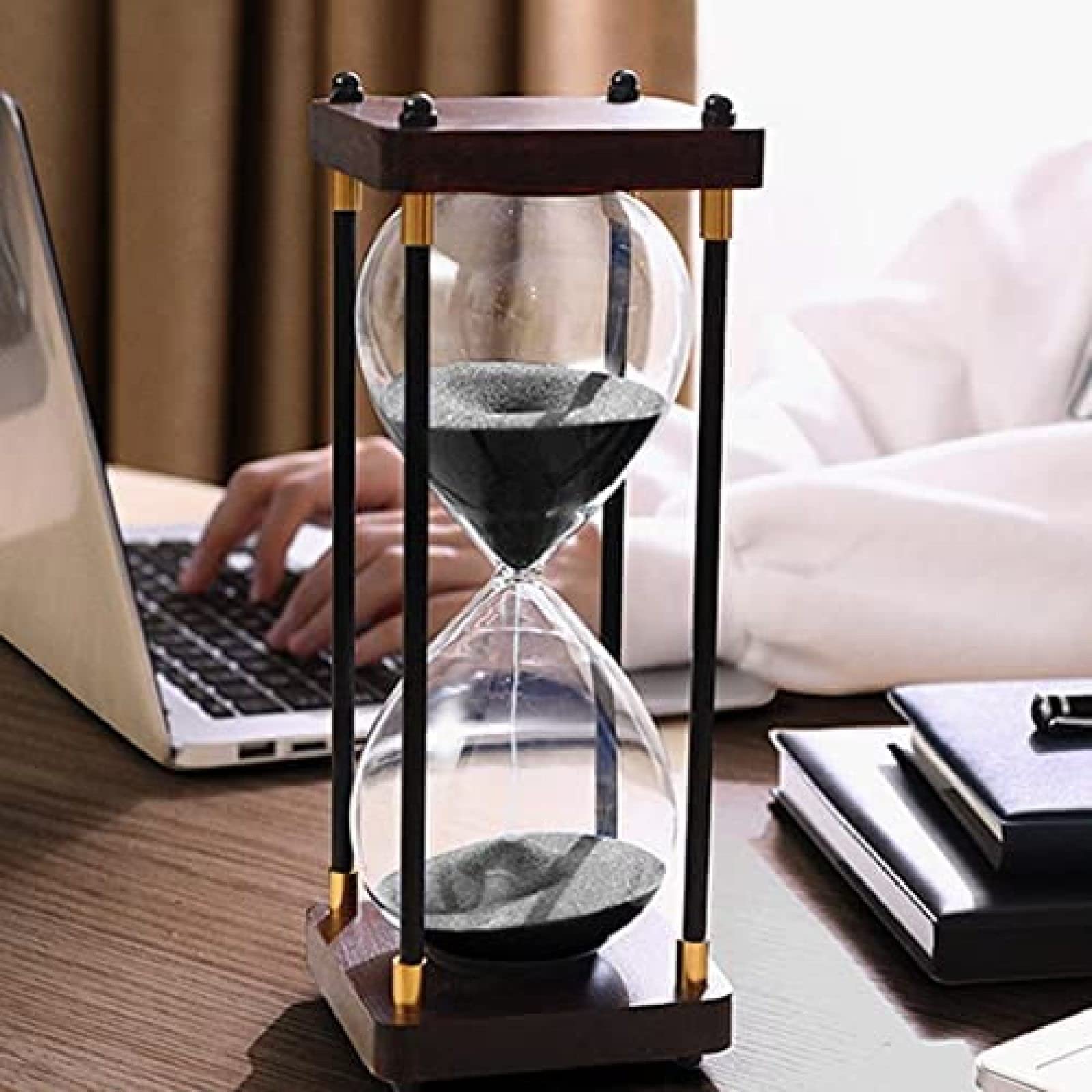 Zandlopers Timer Roze Houten Zandloper Zandloper Timer Klok Voor Keuken Koken Masker Doen Spelletjes Spelen Lezen of Studeren(Size:30 Minute,Color: Roze
