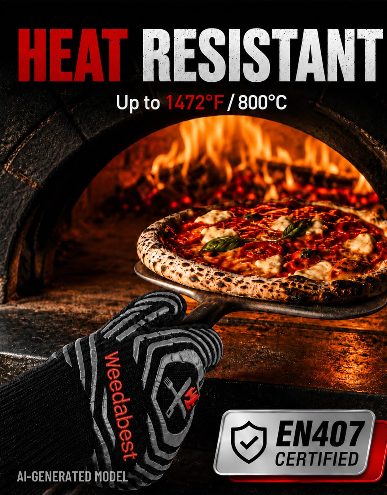 Gorące rękawice do grilla, odporne na wysokie temperatury, rękawice kuchenne, profesjonalne, długie, żaroodporne, do grillowania, wędzarni, grilla, 34 cm, szare
