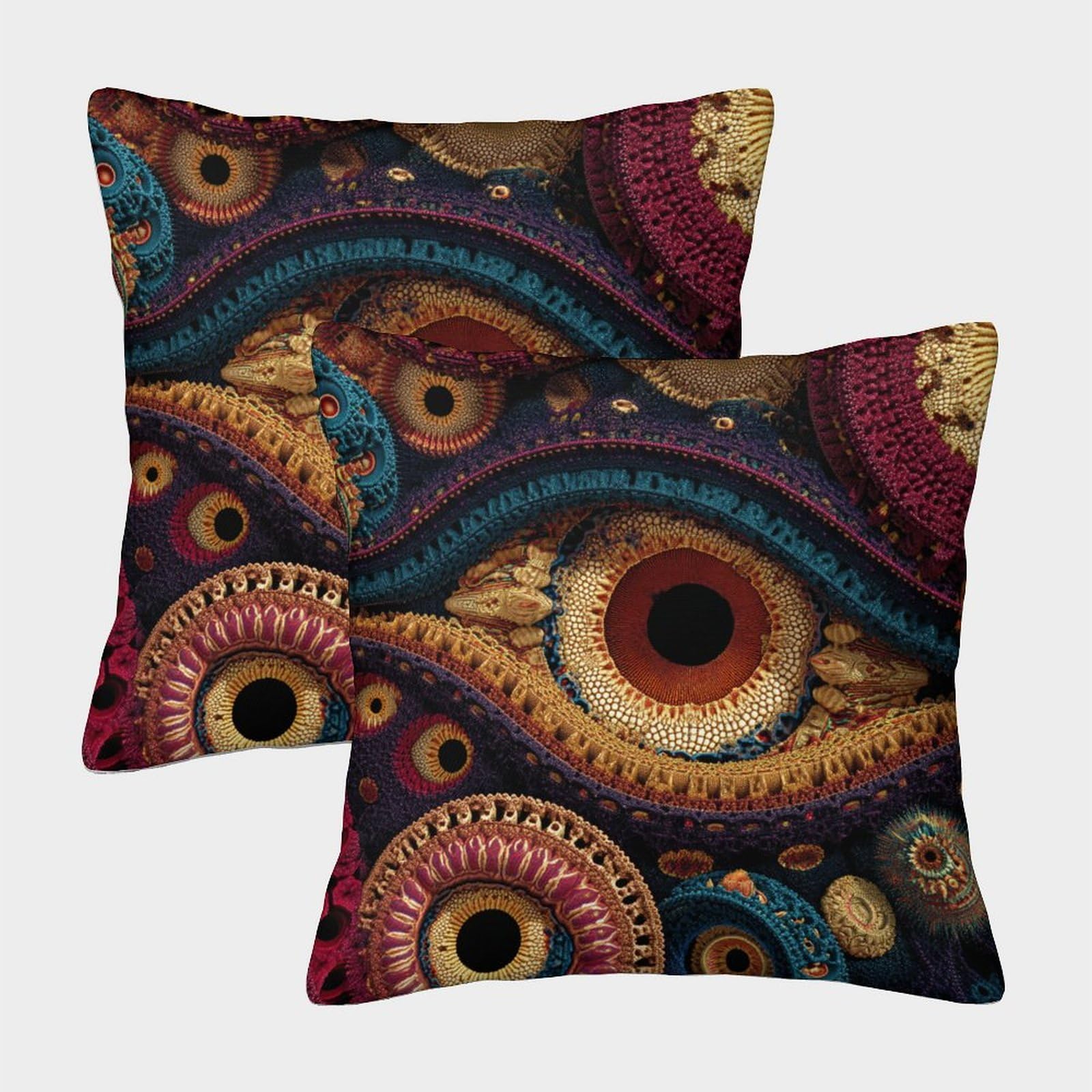 HWEICOIN 3D Printed Eye Square Pillowcases Dinosaurs Square Throw Pillow Decorative Super Soft Pack of 2 for Patio,Couch, Tent, Balcony And Sofa 50x50cm