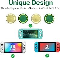 Vista 6 de Tapas de botón de interruptor, tapas de agarre de pulgar OLED para interruptor, tapas de palanca de mando para Switch lite - Amarillo y verde
