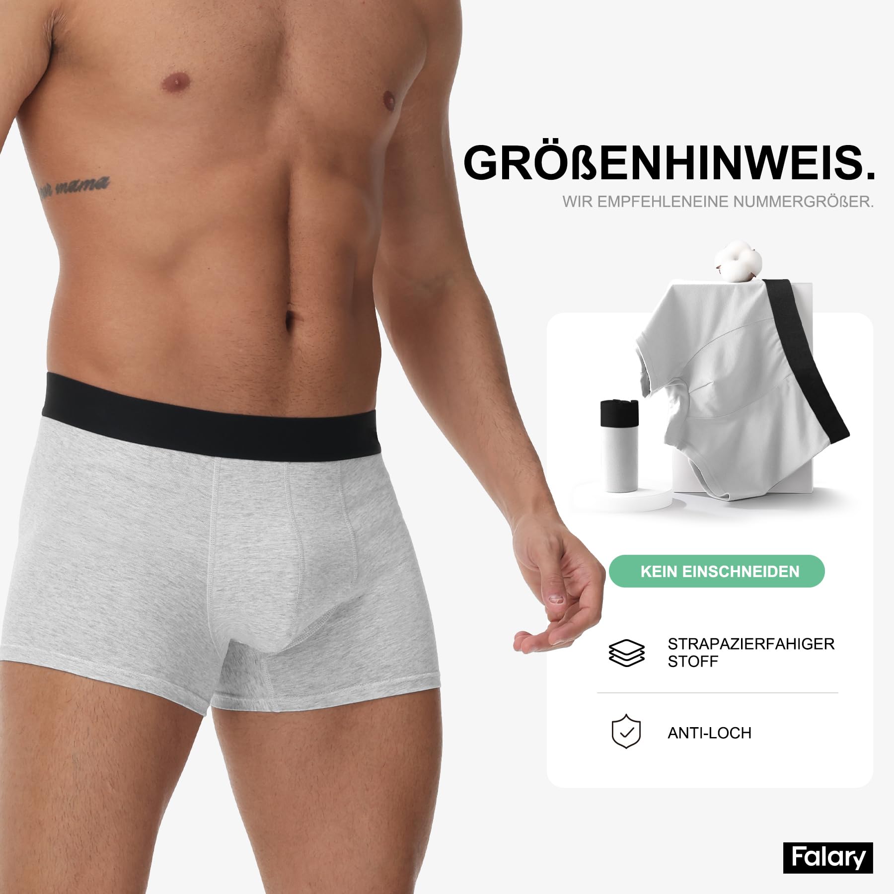 FALARY Boxershorts Herren 12er/6er Pack – Bequeme Unterhosen Männer aus Bio-Baumwolle, Atmungsaktiv & Ohne Etikett (Größe S-3XL)