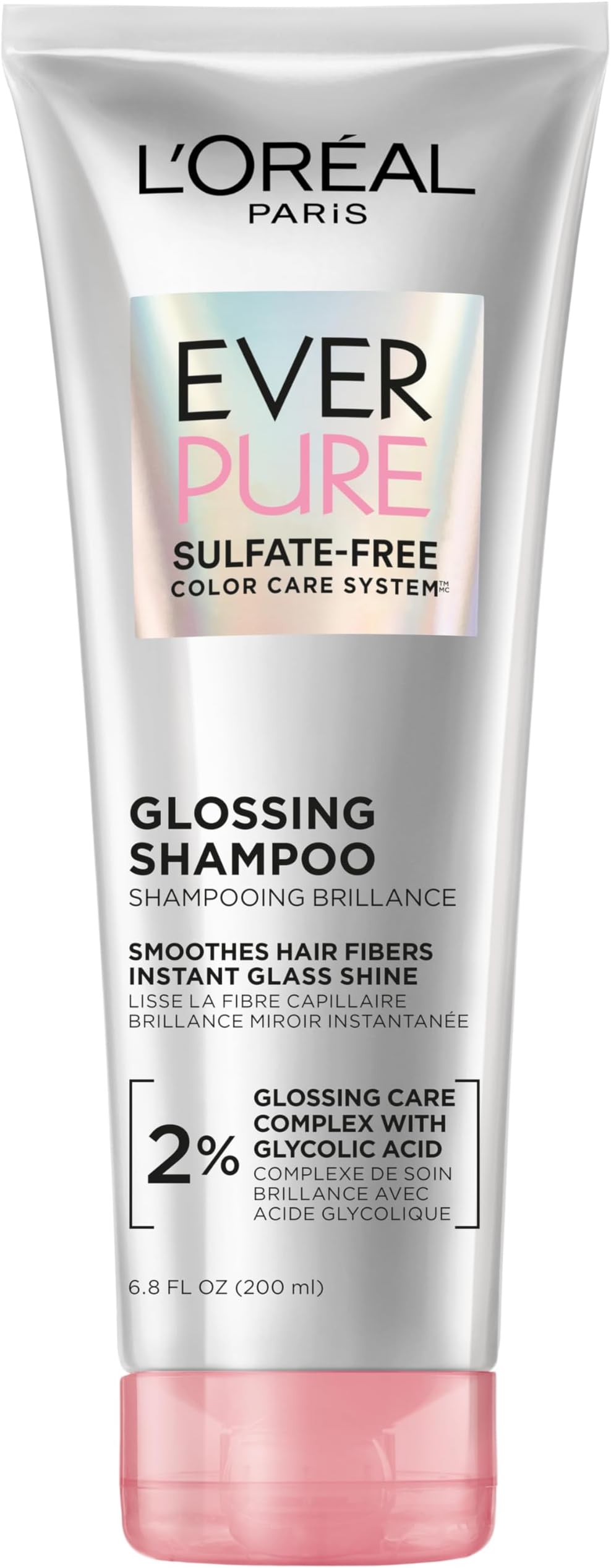 Glossing Sulfate Free Shampoo with Glycolic Acid, Hair Care for Lasting Shine and Smoothness for Dull, Dry Hair, EverPure, 6.8 Fl Oz