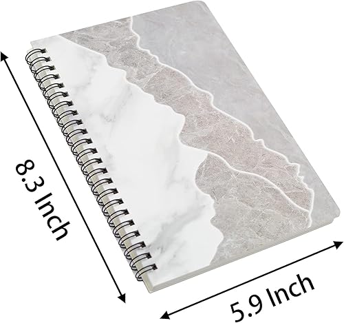 Miniatura 2 de Yansanido Cuaderno de espiral, 4 unidades, diseño de mármol A5, tapa dura gruesa de 0.276 in, 80 hojas, 160 páginas para estudio y notas (4 estilos