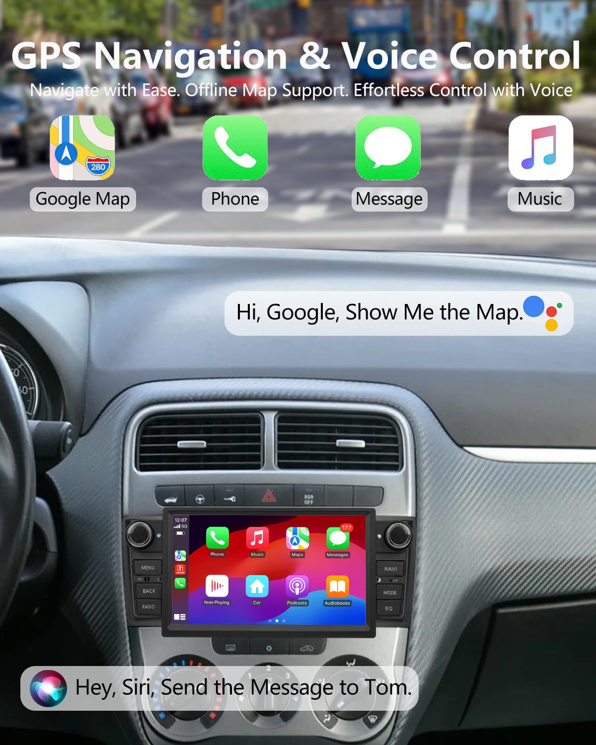 Autoradio per FIAT Grande Punto (2005-2009) con Android Auto e CarPlay | Car Radio per Linea (2007-2011), Android Stereo con Bluetooth/WiFi/Telecamera Retromarcia/Microfono/Canbus BOX