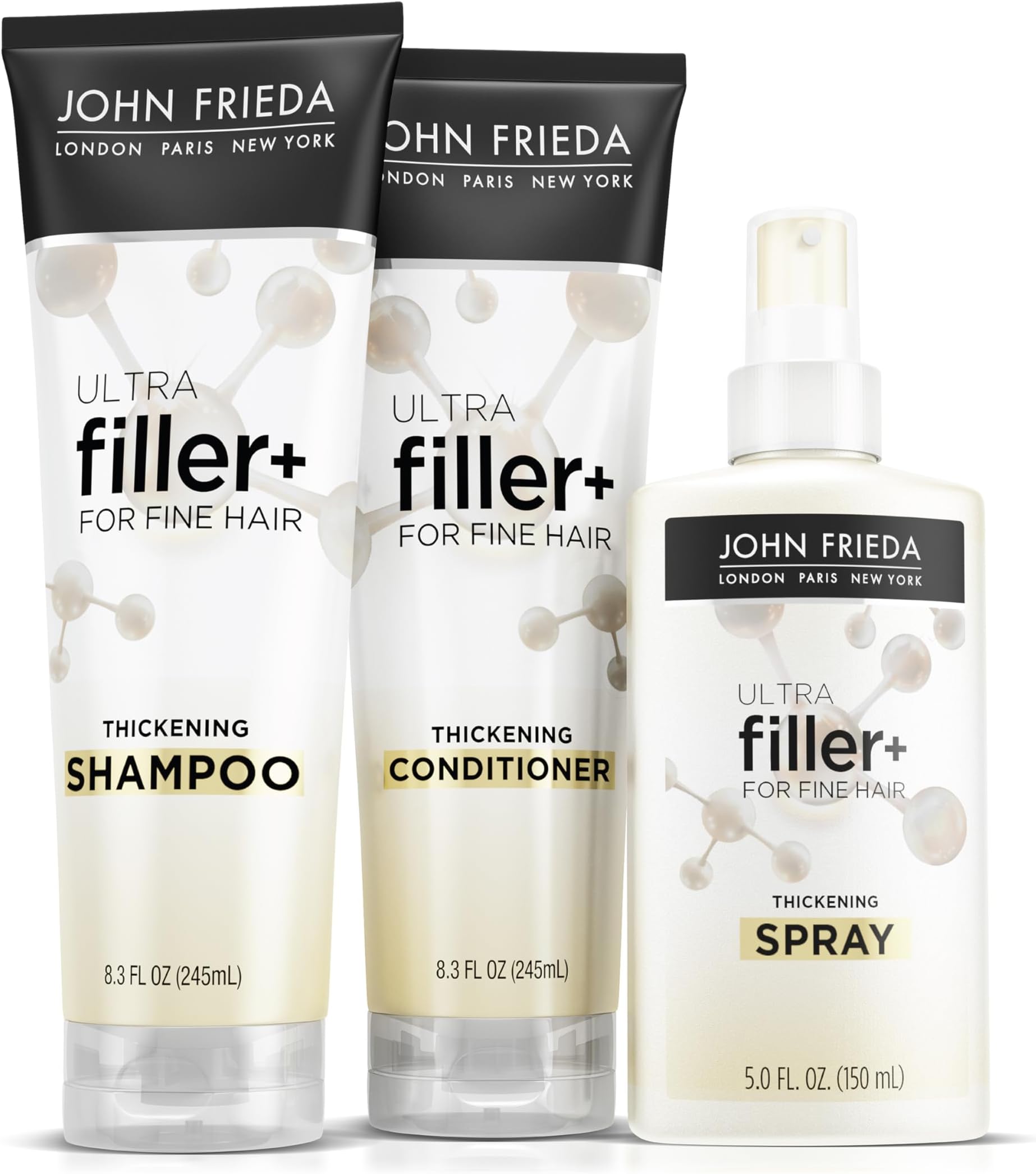 ULTRAfiller+ 3 Pack Bundle Set For Damaged or Thin Hair Includes ULTRAfiller+ Thickening Shampoo 8.3oz, Conditioner 8.3oz, and Thickening Spray 5oz.