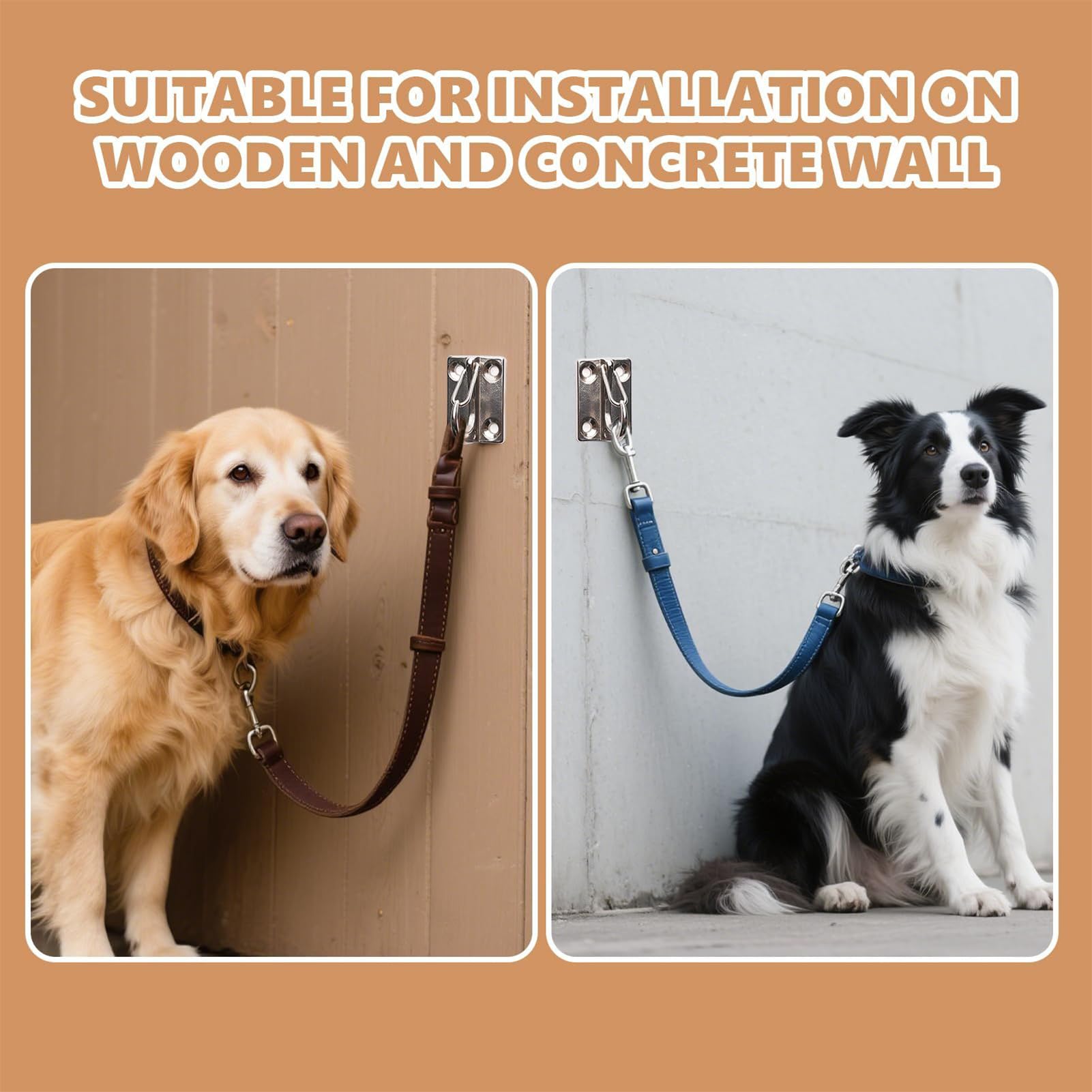 Crochet mural en corde pour chien – Crochet en acier inoxydable pour attacher la laisse pour chien – Fournitures sécurisées pour les jeux moyens pour le dressage dans le jardin, le patio, le porche