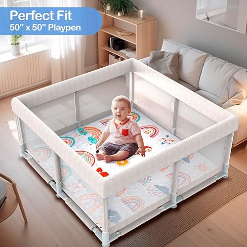 Miniatura 4 de KIDFRID Premium Baby Play Mats for Floor - 50" X 50" Play Mat for Playpen - Odorless Play Mats for Babies and Toddlers,Infants -Machine Washable and
