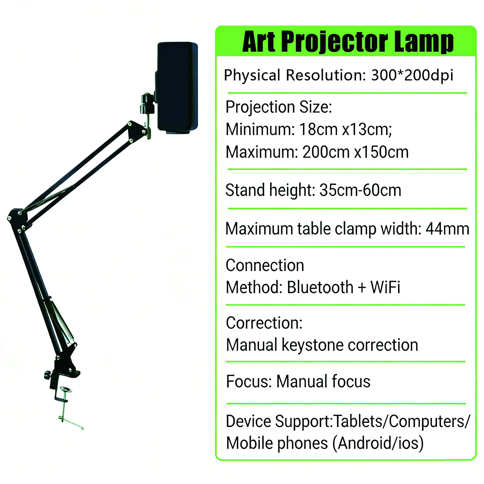 Projektor Artystyczny Do Rysowania & Śledzenia, Smart Sketcher Z Obracanym O 360° Stojakiem I Korekcją Keystone, Projektor Wysokiej Rozdzielczości Do Płótna, Murali & Dekoracji Ciast Machine