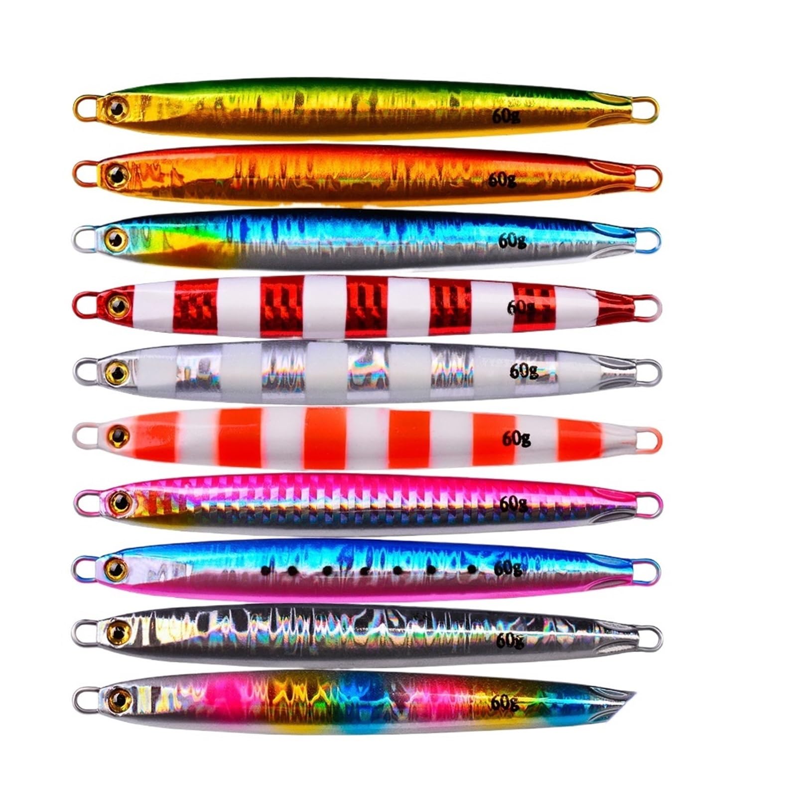 XILILHC 10 Teile/los 10g 20g 30g 40g 60g Guss Metall Köder Angeln Lockt Jigs Forelle Angeln Harte Köder Pesca Fisch Jigging Set
