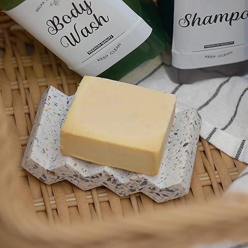 Miniatura 8 de Jabonera de piedra de terrazo Zig Zag para fregadero de baño, ahorro de jabón de concreto para barra de jabón para ducha, soporte de esponja