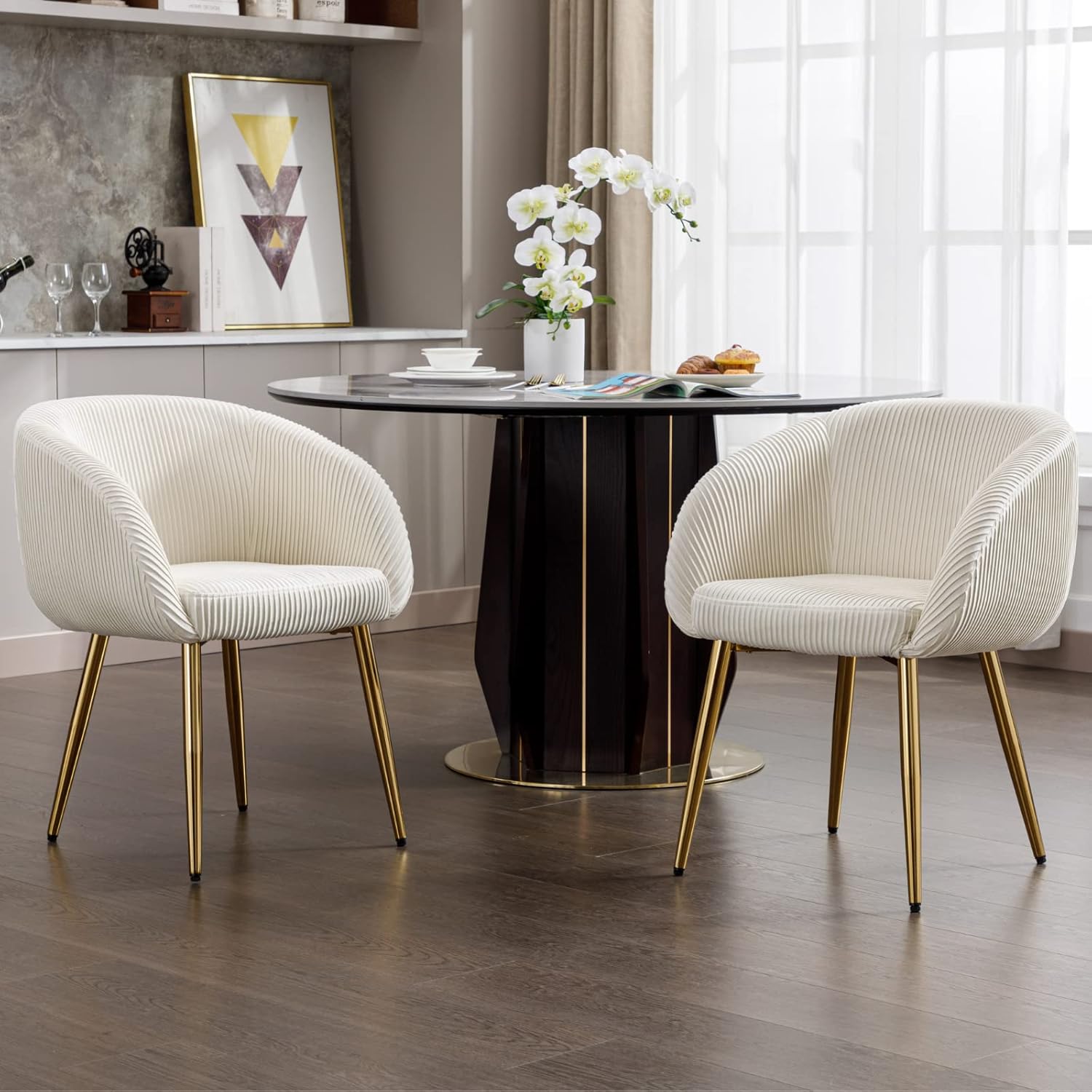 Amazon.com - Ya-Home Modern Dining Chairs Set of 2, Comfy Velvet Lounge Chair with Barrel ...