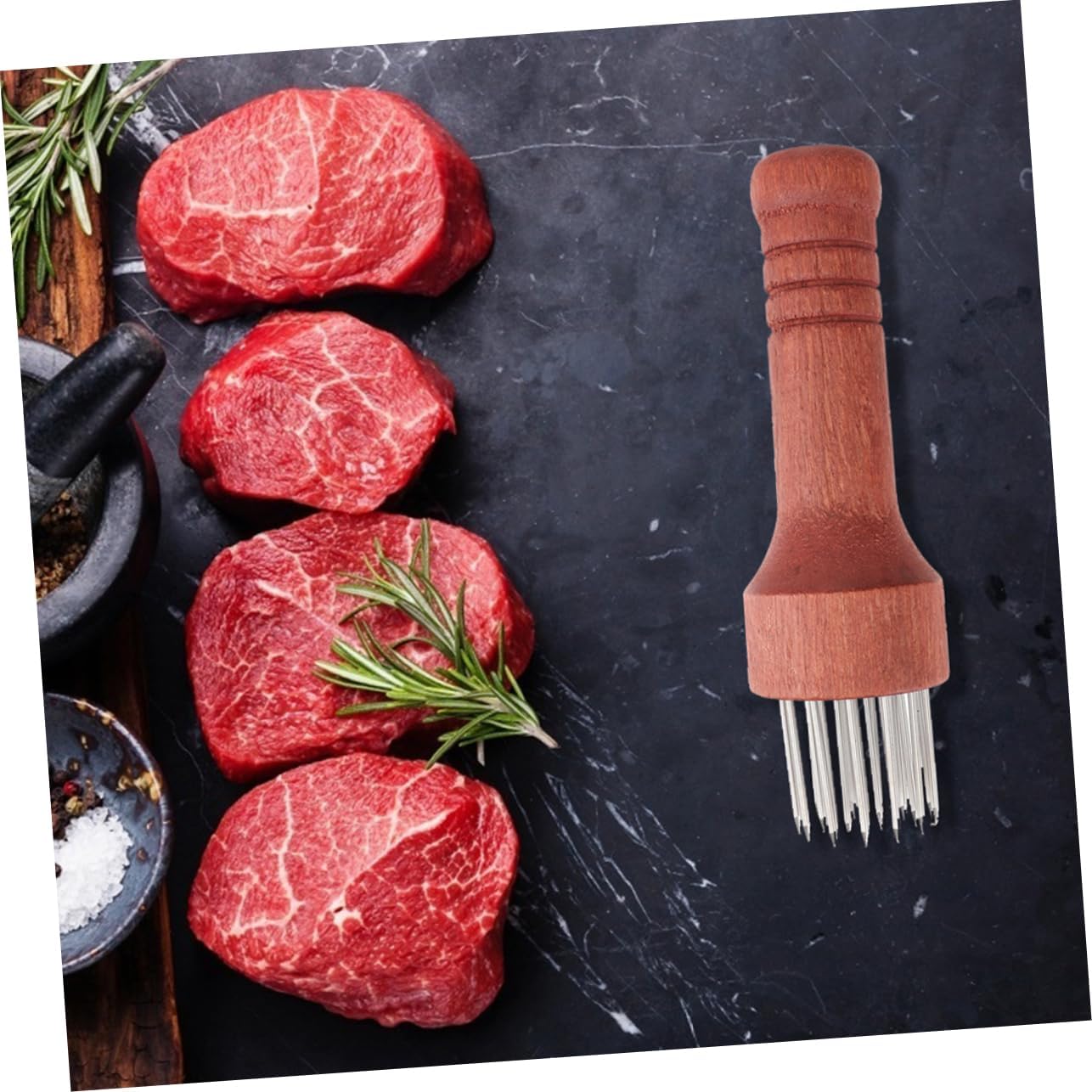 2Pcs Meat Tenderizing Needle Tool Stainless Steel Spikes with Handle for Flattening Chicken Beef Pork Easy to Clean Saving Meat Tenderizer for Juicy