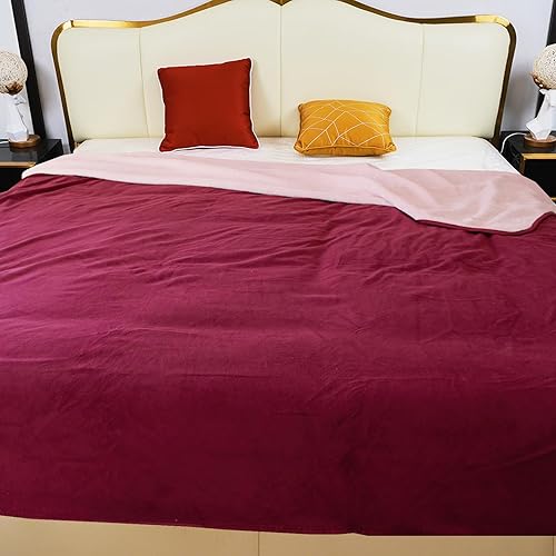 Waterproof Blanket for Bed, 80"x90" Leak-Proof Design, Reversible & Washable King Size Waterproof Blanket, Large Water Resistant Blankets, Reusable (Burgundy/Rose Pink) - 80"x90" - Burgundy/Rose Pink