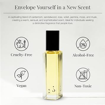 Riddle Ex Roll-On Perfume Made in USA - Premium Rollerball Fragrance for Women with Cardamom, Sandalwood, Rose, and Musk - Long-Lasting Alcohol-Free Gentle on Skin - Ideal for Daily Use and Travel