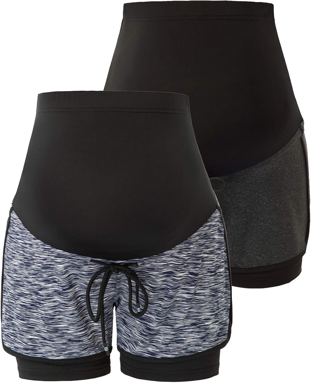 Maacie Maternity Shorts Full Panel Workout Shorts Double Layer Drawstring Waist at  Women’s Clothing store