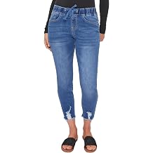 Royalty for Me Womens Womens Petite High Rise Denim Ankle Jogger