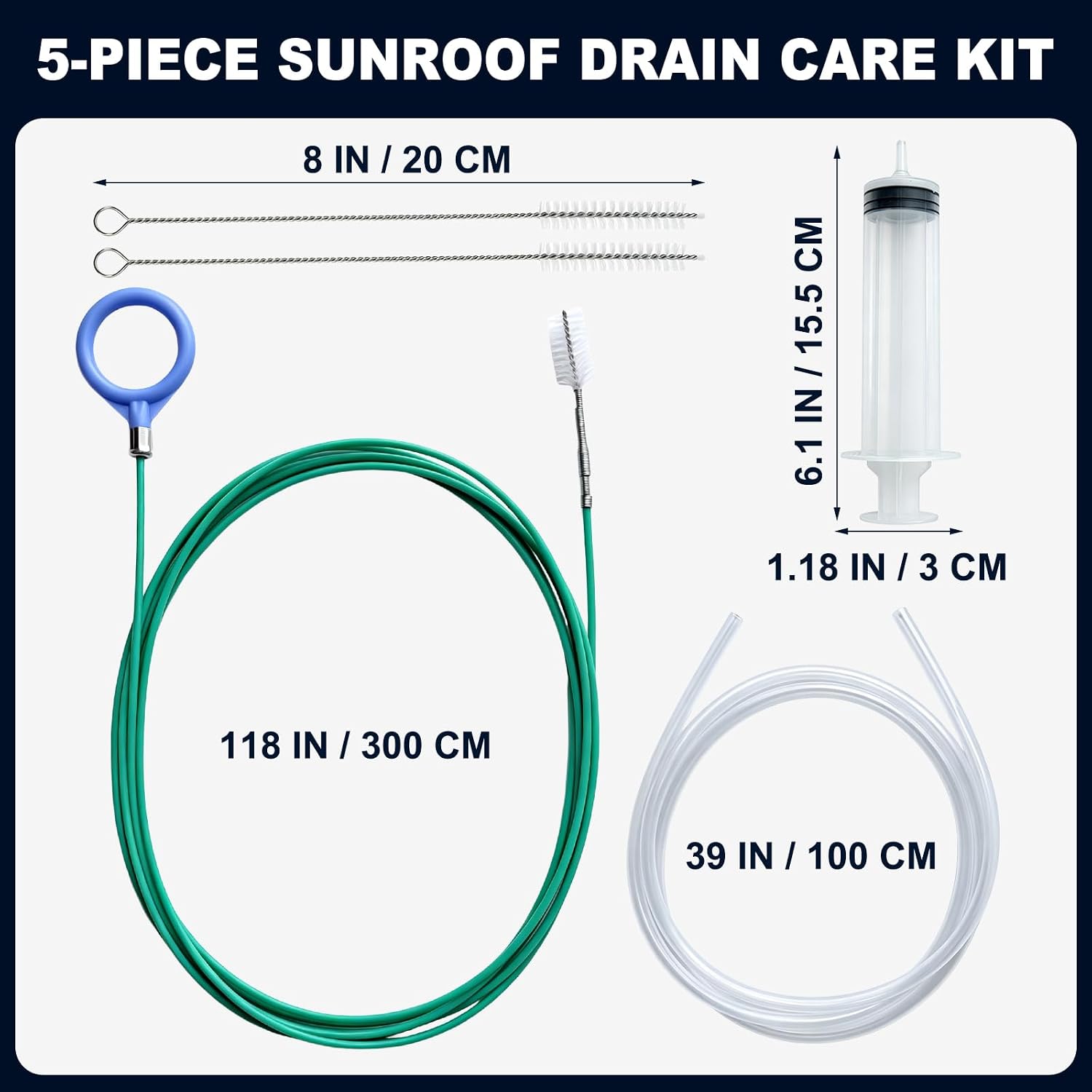 Auto Sunroof Drain Cleaning Tool Kit, 118-Inch Brush, 5-Piece image 3