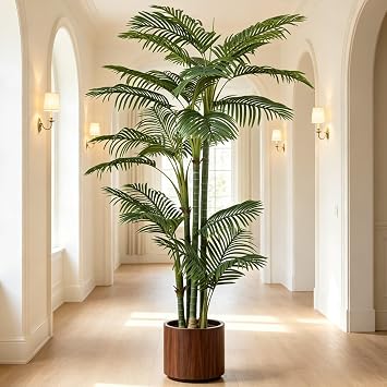 Roselywed Artificial Areca Palm Tree 7FT with 29 Leaves & 4 Trunks