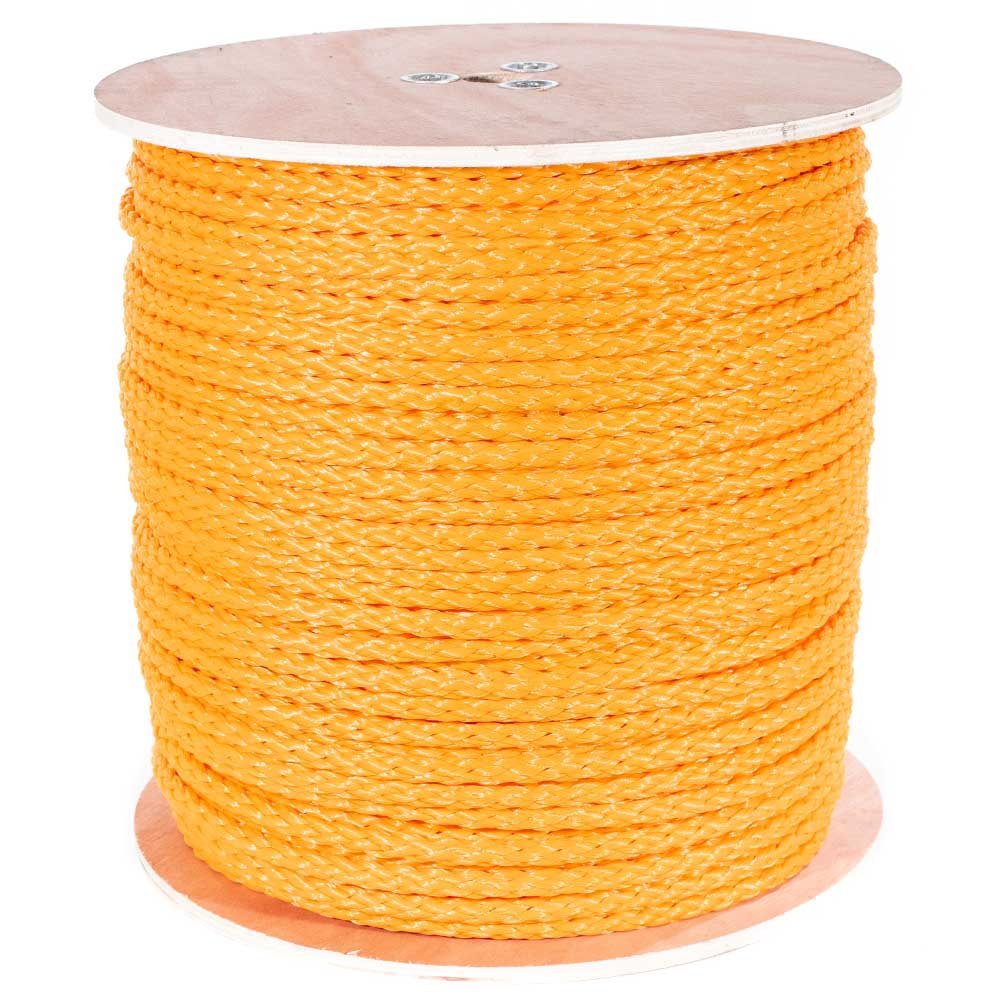 Cuerda de polipropileno trenzado hueco (1/2 pulgada, 1000 pies, amarillo) - cuerda de barrera - marcado de senderos, control de multitudes, campos de golf