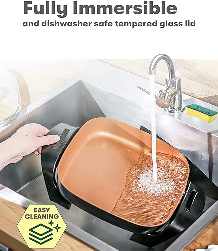 Miniatura 6 de Sartén eléctrica antiadherente de cerámica  revestimiento antiadherente saludable y ecológico sirve de 4 a 6 personas 12 x 12 pulgadas