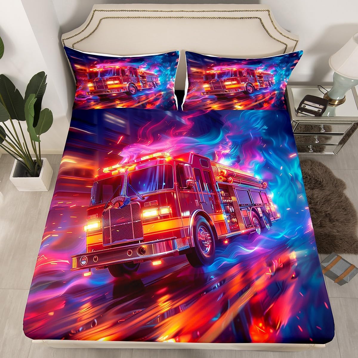 Erosebridal Castle Bed Sheets, Mystical Glacier Rainbow Cozy Fitted Sheet Full Size for Bedroom, Dreamy Palace Clouds Bedoom Decor Bedding Set, Purple Blue Pink Vintage Snow Lightweight Bed Set