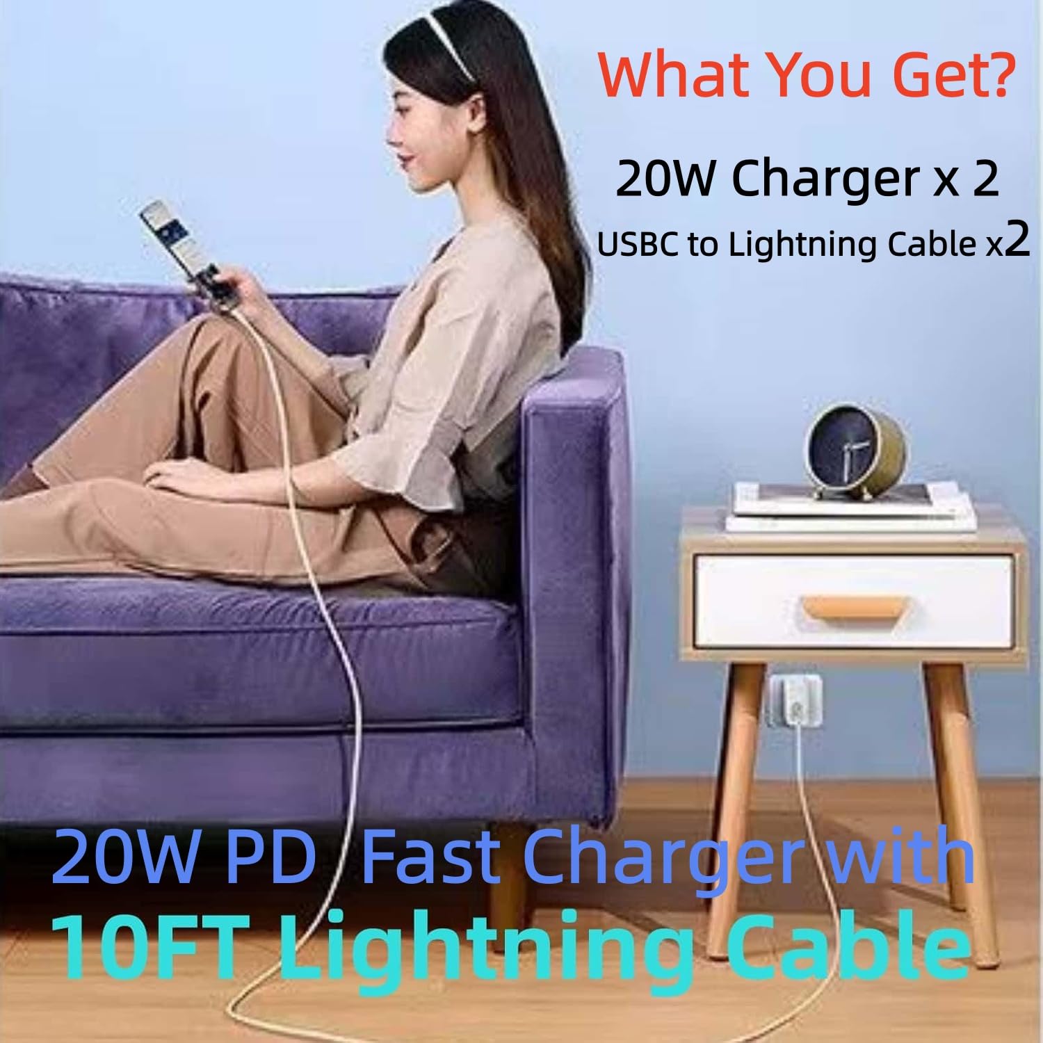 Cavo extra lungo da USB C a Lightning, 3 m, certificato MFi, 27 W, ricarica rapida, compatibile con iPad/iPhone 14/14pro/13/12/11/11Pro Max/X/XS/XR/XS/8/7